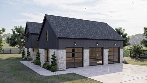 MonsterHousePlans - 52-582 Advanced House Plans, Transitional Modern Farmhouse, House Plan With Loft, Grand Entry, Barn Style House Plans, Board And Batten Siding, Farmhouse House, Transitional Modern, Barn Style House