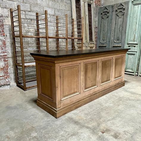 Counter in light oak and top in Belgian bluestone. In top condition! 218x71x100cm This will be the eye-catcher in any interior. More info… | Instagram