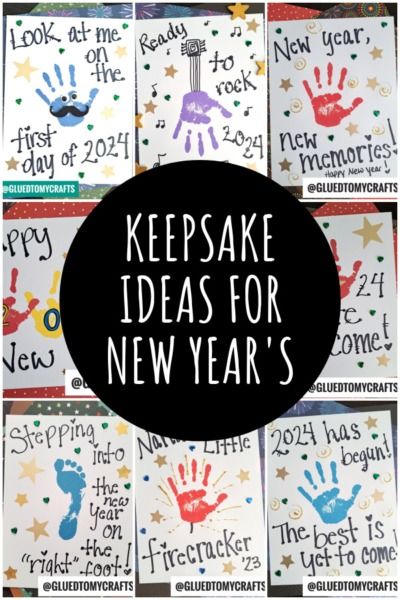 New Year's Eve Keepsake Craft Ideas For Kids New Years Eve Crafts For Toddlers, New Years Projects For Toddlers, Happy New Year Crafts For Toddlers, Baby New Years Crafts, New Year Handprint Art, New Years Kids Crafts, New Year Crafts For Toddlers, New Years Crafts For Toddlers, New Years Crafts