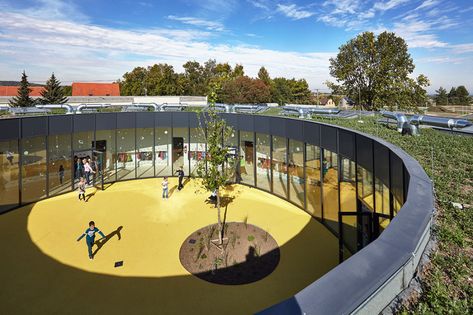 A new pavilion of the elementary school and the elementary art school Líbeznice; Projektil architekti s.r.o.│BIG SEE Awards 2018 – BigSEE Inner Garden, Plane Tree, Outdoor Classroom, Building Art, Afterschool Activities, School Building, Magic School, Sustainable Architecture, A Plane