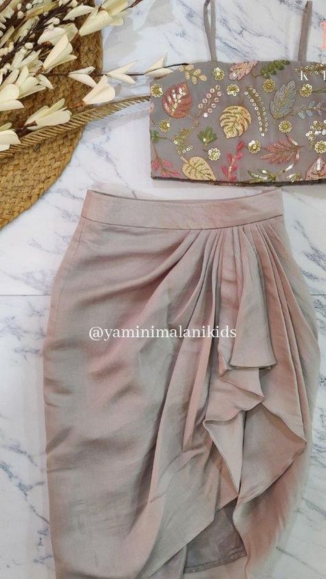 YM Kids | Designer Kidswear | NEW LAUNCH - TAUPE DRAPE SET A heavy embroidered Top with a Drape skirt. Can be customised as Mom Daughter Twinning set as well. DM to… | Instagram Mom Daughter Twinning, Kids Party Wear Dresses, Kids Dress Collection, Kids Blouse Designs, Kids Blouse, Kids Frocks Design, Kids Dress Wear