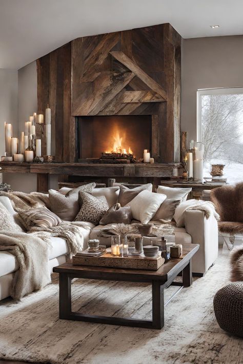 Cool Grey Living Room, How To Make Your Home Cozy, Rustic Scandinavian Living Room, Winter Decor Diy, Diy Winter Decorations, Diy Winter Decor, Winter Decor Ideas, Winter Decorating Ideas, Winter Decorating