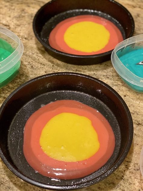 Rainbow Swirl Cake, Swirl Cake, Gel Food Coloring, Color Swirl, Rainbow Swirl, Colorful Cakes, Cake Batter, Food Coloring, How To Make Cake