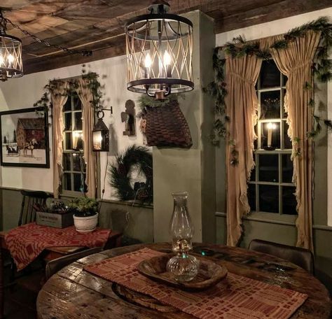 Witchy Dining Room, Goth Dining Room, Goth Cottage, Colonial Decorating, Country Cottage Interiors, Cottage Dining Rooms, Humble Home, Country Curtains, Colonial Decor