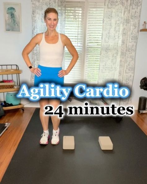 Julie Jones * Fitness Trainer on Instagram: "Agility Cardio in just 24 minutes! All you need are yoga blocks or something small to use (towels, small weights, or books work great too). 

Each exercise is 45 seconds of work with a 15 second rest. Repeat 3 times. Modify as needed. 

Does anyone else work on agility? Being able to move in different directions and over things is a good skill to keep up! 

Yoga blocks @wegym_fit (code: juliejones)
*best yoga blocks ever!!!" Yoga Block Exercises, Yoga Blocks Exercises, Julie Jones, Workout Warm Up, Yoga Block, Fitness Trainer, Best Yoga, Move In, Arm Workout