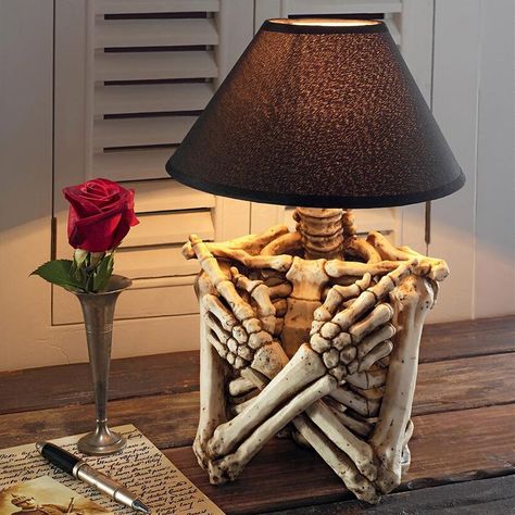 Creepy Skeleton Torso Table Lamp Gothic Bedroom Aesthetic, Skeleton Table, Skeleton Lamp, Goth Office, Gothic Hippie, Novelty Lamps, Gothic Skeleton, Inner Sanctum, Dark Home Decor