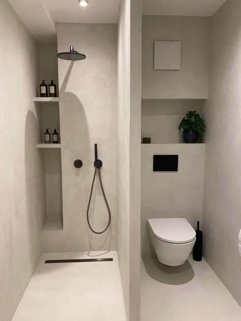 Shower Utility Room Ideas, Shower Room Ideas Walk In Small Spaces, Angle Shower Ideas, Minimal Toilet Design, Shower Next To Toilet, Tiny Ensuite Ideas, Walk In Shower Small Bathroom, Small Ensuite Ideas, Tiny Shower Room