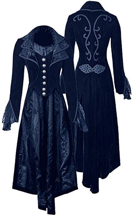 Amazon.com: Renaissance Steampunk Tailcoat Halloween Costumes for Women, Medieval Victorian Pirate Vampire Jackets Vintage Warlock Frock Coat (L, Green): Clothing Dark Outfit, Victorian Coat, Steampunk Jacket, Gothic Coat, Gothic Lace, Period Pieces, Velvet Corset, Oc Inspiration, Victorian Costume