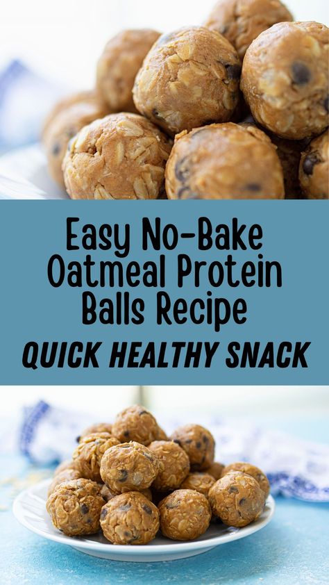 Easy No-Bake Oatmeal Protein Balls Recipe-Actionable Wellness Lean Protein Snacks, Oatmeal Protein Balls, Oatmeal Snacks, Bake Oatmeal, Oatmeal Balls, Oats Snacks, Protein Balls Healthy, Oatmeal Protein, Peanut Butter Energy Bites