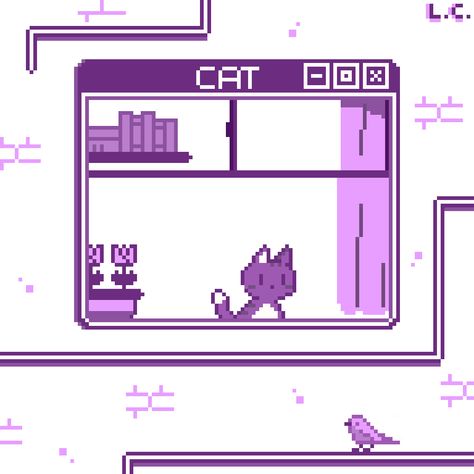 Purple Cute Icon, Window Pixel Art, Pixel Windows Aesthetic, Pixel Art Room, Purple Pixel Art, Pixel Art Windows Wallpaper, Purple Pixel Banner Gif, Pixel Art Background Purple, Pixel Art Cat Gif