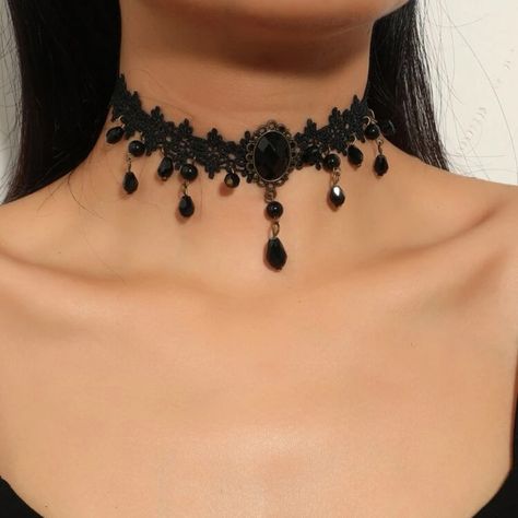 Brand New Black Lace Choker Necklace, Gothic Choker Necklace, Elegant Choker, Lace Choker Necklace, Black Lace Choker, Charm Choker Necklace, Style Royal, Lace Choker, Style Gothic