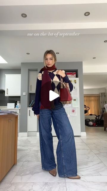 lu¡za on Instagram: "patiently waiting for summer to end so i can pull out the fall fits 🤭🤭 AUTUMN IS WHEN I SHINE

outfit details:
sweater: thrifted ines de la fressange x @uniqlo 
jeans: @motelrocks roomy jeans
scarf: thrifted
bag: @burberry 
boots: vinted
jacket: vintage" Burberry Scarf Outfit, Burberry Boots, Uniqlo Jeans, Scarf Outfit, Burberry Scarf, Patiently Waiting, Fall Fits, Jacket Vintage, Outfit Details