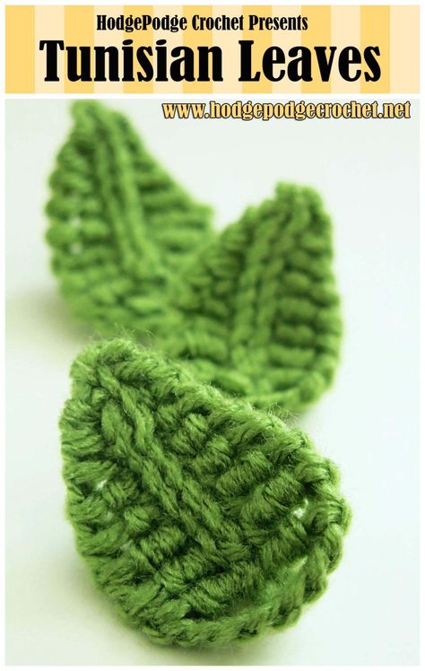 Wanna learn how to crochet these cuties?!?! Head on over to the HodgePodge Crochet website to find out how! Crochet Website, Crocheted Leaves, Crochet Puff Flower, Crochet Leaf, Crochet Embellishments, Crochet Leaf Patterns, Tunisian Crochet Patterns, Crochet Hack, Tunisian Crochet Stitches