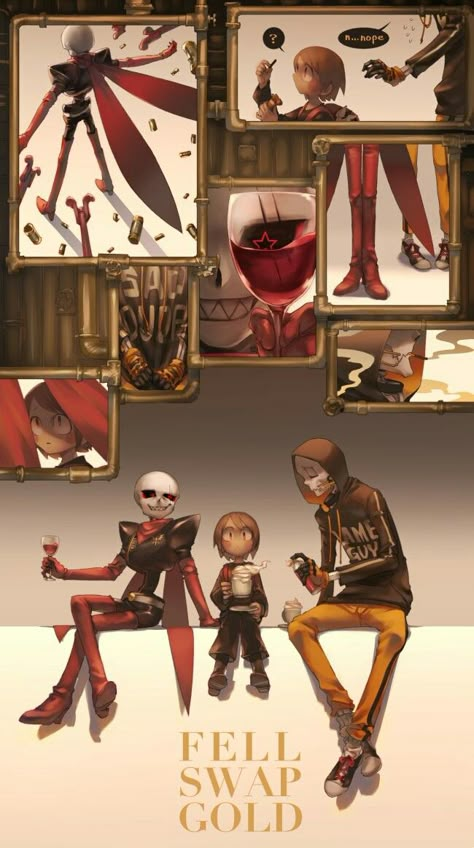 Fellswap gold Yep :v the artwork seems gold :) Fellswap Gold Sans, Fellswap Gold, Swapfell Sans, Papyrus Undertale, Undertale Cosplay, Sans E Frisk, Ut Art, Undertale Love, Undertale Comic Funny