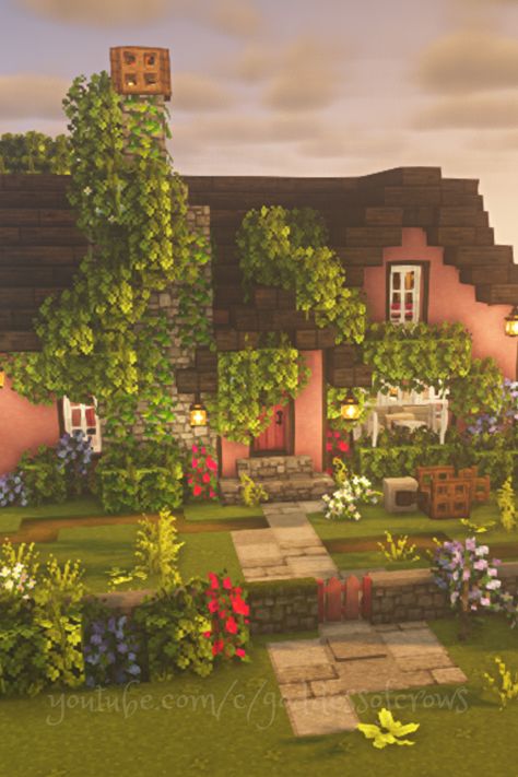 Cottage Core Minecraft, Minecraft Cottagecore House, Build Aesthetic, Fairy Tutorial, Minecraft Background, Minecraft Cottagecore, Aesthetic Tutorial, Cottage Minecraft, Cottage Core Minecraft House