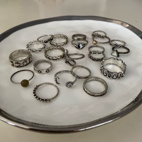 SILVER RING PACK Brandy Melville Jewelry, Brandy Melville, Brandy, Silver Ring, Silver Bracelet, Silver Rings, Ring, Silver, Closet