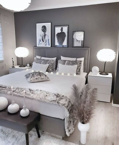 Grey Room Ideas Bedroom, Grey And White Room, Grey Room Decor, Grey Bedroom Decor, Wall Decoration Ideas, Art Deco Interior Design, Bedrooms Ideas, Grey Room, Redecorate Bedroom