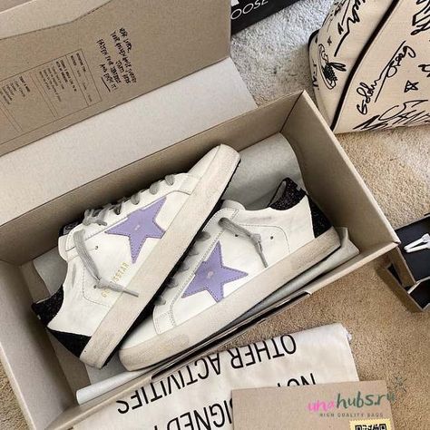 Golden Goose GGDB Star Black/ Purple Shoes - unahubs.ru Balenciaga Triple S White, Fendi Fashion, Short Black Boots, Black Slippers, Star Black, Green Heels, Purple Shoes, Sneaker Slippers, Balenciaga Triple S