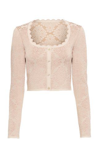 Women's Designer Blouses | Moda Operandi Statement Bags, Azzedine Alaïa, Cardigan For Women, Vintage Corset, Fitted Cardigan, Lace Cardigan, Princesa Diana, Scalloped Trim, Fashion Design Clothes