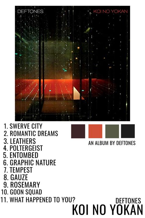 Deftones Koi No Yokan, Deftones Album, Deftones Poster, Romantic Dream, Music Poster Design, What Happened To You, Music Poster, Wall Collage