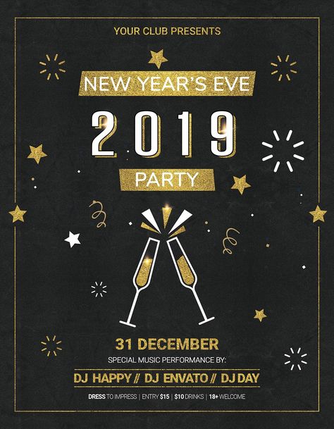 Black Friday Sale Design, New Year Party Flyer, New Year's Drinks, Masquerade Party Invitations, New Year Flyer, Christmas Party Flyer, Kids New Years Eve, New Years Ball, New Years Eve Invitations