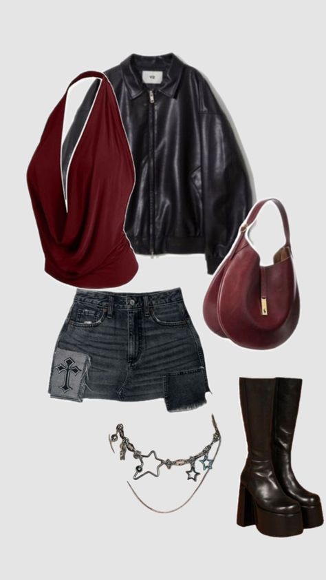 #rockstargf #rockstargirlfriend #outfit #aesthetic #fit #rockstargfoutfit #rocknroll #arabella #red #black #leather #vibes #rockstargirlfriendoutfit #necklace #bracelet #80s #concert #outfitcheck Rocknroll Outfit, David Kushner Concert, Sza Concert Outfit, Kendrick Concert, 80s Concert, Sza Concert, David Kushner, Concert Fit Ideas, Aesthetic Fit