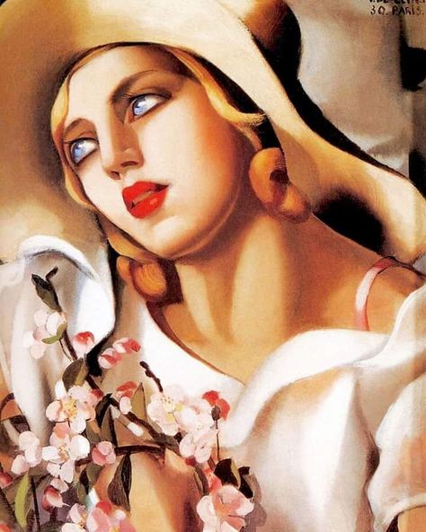 Tamara de Lempicka  The Straw Hat,1930 #arts #art #artist #artwork #drawing #arte #arts #oilpainting #watercolor #artsy #sketch #draw… Tamara Lempicka, Stylish Artwork, Deco Poster, Estilo Art Deco, Oil Painting Reproductions, Painting Reproductions, Exhibition Poster, Art Movement, Female Artists