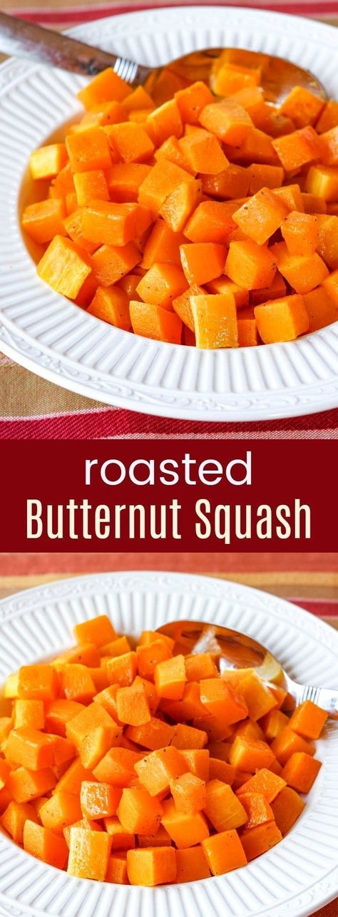 Roasted Butternut Squash - learn how to roast butternut squash to perfect with just olive oil, salt, and pepper for a simple vegetable side dish recipe or to add to other recipes. Gluten-free, paleo, Whole 30, and vegan. Sauteed Butternut Squash, Roasted Butternut Squash Cubes, Roast Butternut Squash, Butternut Squash Recipes Roasted, Easy Vegetables, Whole30 Vegan, Butternut Squash Recipe, Butternut Squash Cubes, Super Healthy Kids