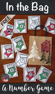 Play an In the Bag or In the Stocking game with these free Christmas stocking numeral cards, 1-10 and 11-20. Engage your preschool and kindergarten students during this oh, so hectic time of year! #MathGame #ChristmasMath #Numeral Recognition Stocking Game, December Ideas, December Kindergarten, Christmas Math Activities, Christmas Learning, Preschool Christmas Activities, Christmas Units, Christmas Lesson, Number Game