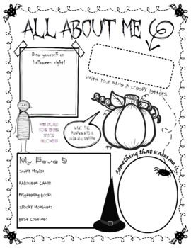 This All About Me page is all about HALLOWEEN! Use this writing activity in your classroom to supplement any Halloween themed project or as a take-home assignment that can be displayed in the classroom or on the bulletin board! CHECK BACK OFTEN FOR OTHER Owl About Me, All About Me Page, All About Me Poster, Halloween Lesson, About Me Template, Toddler Homeschool, Halloween Templates, About Halloween, Child Therapy