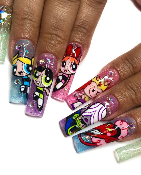 ⭒✮⭒thingz i ate this week⭒✮⭒👀⬅️ *swipe* which set is your favorite?! 😜 it’s the Ghost Pokémon for me - they were always my favorite💜🔥 ✨#pokemonnails #90snails #y2knails #nailart #powerpuffgirlsnails #Disneynails #nailinspo #nailartist ✨ 90s Nails, Blue Da Ba Dee, Ghost Pokemon, Glitter Gel Polish, Grape Soda, Powerpuff Girl, Y2k Nails, Disney Nails, The Queens