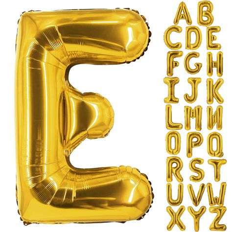 PRICES MAY VARY. 40-inch Giant E Balloons ---- These stunning balloons are perfect for any occasion and will add a touch of elegance and sophistication to your event. Whether you're hosting a birthday party, anniversary celebration, wedding, or baby shower, these balloons will make your event truly special About the Material ---- Our letter balloons are made from preium quality materials to ensure they last longer. They are also reusable vibrant balloons, which are great for photo shoots or even Alphabet Party, Wedding Anniversary Party Decorations, Gold Letter Balloons, Anniversary Party Decorations, Anniversary Decorations, Wedding Anniversary Party, Gold Letter, Mylar Balloons, Letter Balloons