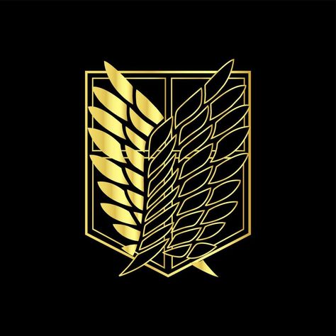 Shield emblem with wings in gold color. Great for sticker or t-shirt design. Off White Wallpapers, White Wallpapers, Golden Dawn, Wings Logo, Chicano Art, The Shield, Heart Tree, Manga Anime One Piece, Logo Banners