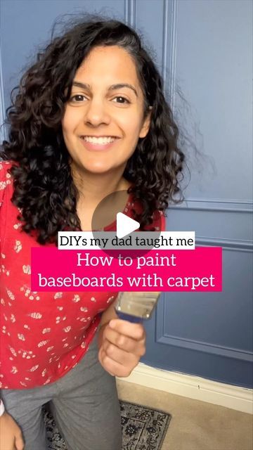 48K views · 1K likes | Hana | DIY & Home Design on Instagram: "DIYs my dad taught me: how to paint baseboards with carpet under   Using a 12” drywall knife is the easiest way to prevent paint from dripping on to your carpet. Tuck the drywall knife under the baseboard to create a barrier to protect the carpet.   #homeownertips #homemaintence" Painting Baseboards With Carpet, How To Paint Baseboards, Paint Baseboards, Painting Baseboards, Carpet Video, Base Trim, Virginia Homes, Painting Trim, A Barrier