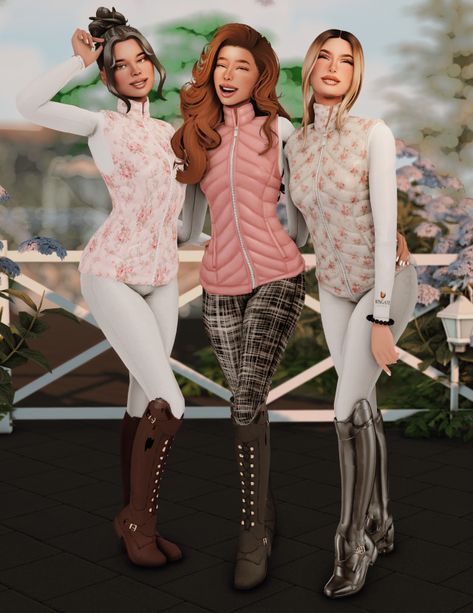 Wingate Coquette Vest Sims 4 Vest, Sims 4 Coquette, Coquette Vest, Sims4 Poses, Cc Clothing, Coquette Girl, Pink Vest, Puffy Vest, Ts4 Cc