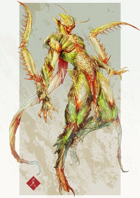 Cockroach Monster Art, Fantasy Insect Humanoid, Human Insect Hybrid, Bug Humanoid, Insectoid Monster, Thri Kreen, Plant Creature, Fantasy Demon, Super Powers Art