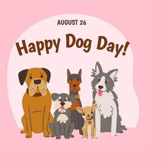 Hand drawn national dog day illustration | Free Vector #Freepik #freevector #dog #animals #hand-drawn #event Animal Calendar, Happy National Dog Day, International Dog Day, Southern Comfort Food, National Dog Day, National Pet Day, Day Illustration, National Days, Dog Day