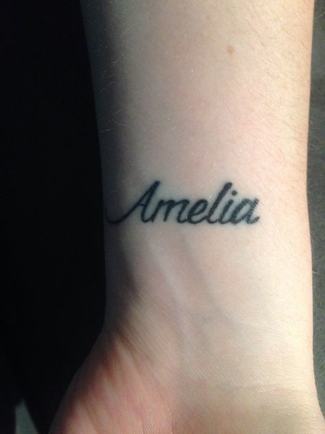 My Amelia tattoo!! For my baby girl ❤️ Amelia Tattoo, Mommy Tattoos, Baby Planning, Name Tattoo Designs, My Baby Girl, Baby Tattoos, Name Tattoo, Name Tattoos, Inspirational Tattoos