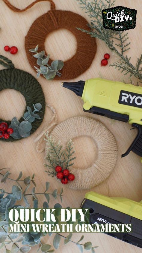 Get ready to decorate your tree this year with easy to make DIY Mini Wreath Ornaments! Created by @deardarlenee Diy Mini Wreath, Mini Wreath Ornaments, Christmas Mini Wreath, Hallway Makeover, Wreath Ornaments, Mini Wreath, Handmade Christmas Crafts, Quick Diy, Xmas Diy