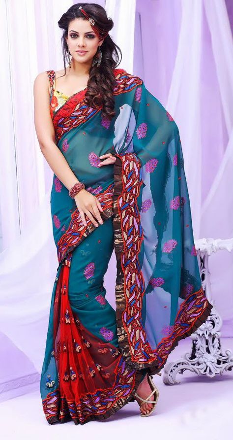 Saree http://www.ritzzcollection.com/ Saree Casual, Saree Chiffon, Saree Bandhani, Chiffon Sarees, Saree Designer, Plain Saree, Indian Fashion Saree, Casual Saree, Net Saree