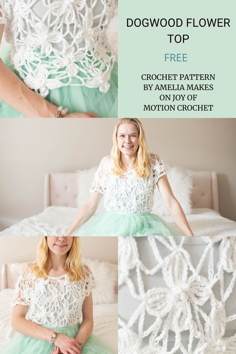 Lace Top Patterns, Modern Haken, Crochet Top Outfit, Dogwood Flower, Womens Crochet Patterns, Crochet Gratis, Crochet Tops Free Patterns, Crochet Lace Top, Aesthetic Crochet