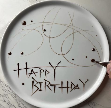 Cake Writing, Diner Decor, Trifle Desserts, Birthday Plate, Chocolate Art, Plate Design, Trifle, Food Plating, Birthday Party Decorations