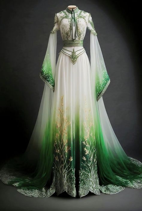 Fantasy Inspired Outfits, Chinese Fancy Dress, Old Fashion Dresses, Nature Dress, Fantasy Dresses, Fashion Drawing Dresses, Dress Design Sketches, Fantasy Gowns, Pretty Prom Dresses