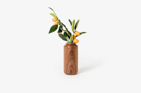 Tall and wide walnut vase with kumquats on display. Wide Vase, Hotel Lobby Design, Grass Wallpaper, Engraving Illustration, Wooden Vase, Instagram Feed Inspiration, Wood Vase, Plant Vase, Glass Vials