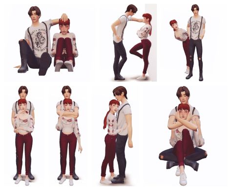 Height Difference Poses, Couple Poses Funny, Cute Height Difference, Height Difference Couple Poses, Couples Reference, Height Difference Couple, Poses Funny, Sims4 Poses, Sims4 Mod