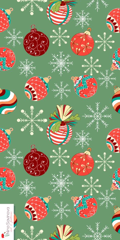 Beautiful vintage winter print with christmas balls and snowflakes on papaer, fabric and wallpaper for all your crafts, design and creative ideas.  #christmaswallpapaer #christmasballs #christmasprint #winterdecor #winterprint #homedecor Ornaments Wallpaper, Wallpaper Designs For Walls, Home Decor Sewing, December Wallpaper, Powerpoint Backgrounds, Paint Water, Christmas Wallpapers, Fun Wallpaper, Sewing And Quilting