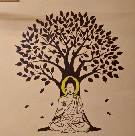 Buddha Fountain, Buddha Wallpapers, Tree Wall Painting, Bad Room, Buddha Art Drawing, Buddha Artwork, Buddha Art Painting, Pooja Room Door Design, Sketch Tattoo Design