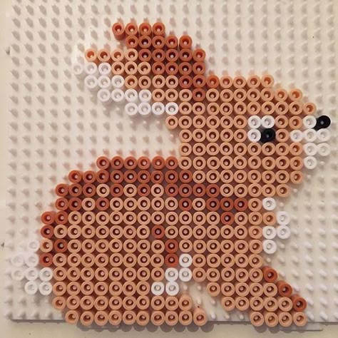 Rabbit cross stitch. Melty Bead Patterns, Fuse Bead Patterns, Hama Beads Design, Perler Bead Templates, Perler Crafts, Hama Bead, Motifs Perler, Hama Beads Patterns, Diy Perler Beads