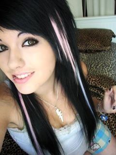 Black and pink Black Hair Pastel Highlights, Black And Pink Striped Hair, Pastel Highlights, Leda Muir, Pink And Black Hair, Emo Scene Girls, Blonde With Pink, Scene Queens, Black Hair With Highlights