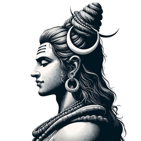 Shiv Ji Drawing Sketch, Yoga Sketch, About Shiva, Shiva Face, Shiv Mandir, Small Face Tattoos, Hindu Tattoos, Jay Hanuman, Trishul Tattoo Designs